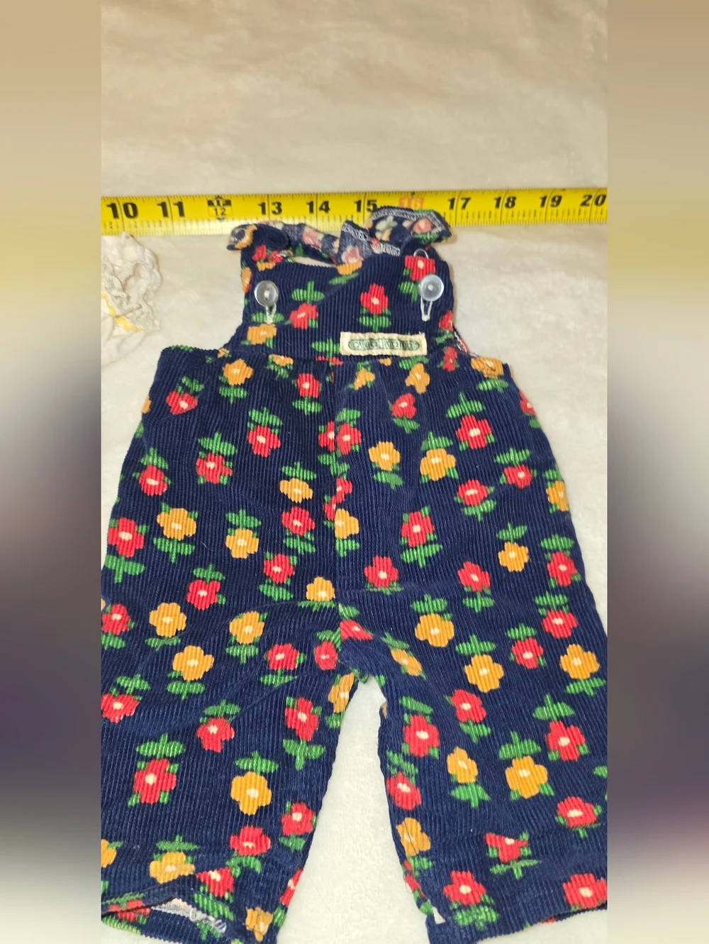 Vintage Cabbage Patch Kids Clothes Corduroy Floral Overalls White Ruffle Shirt